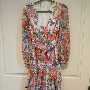 Eliza J Multicolor Floral Long Sleeve Dress NWOT